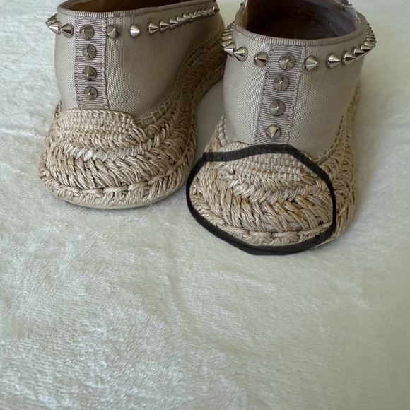 Christian Louboutin Spike Beige Espaboat Espadrilles Flat Shoes size 40 - Picture 10 of 14